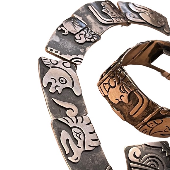 Vintage 1950s Gerardo Lopez Taxco Mexico Sterling silver 925 Rare Parure 4 pcs - Picture 7 of 17